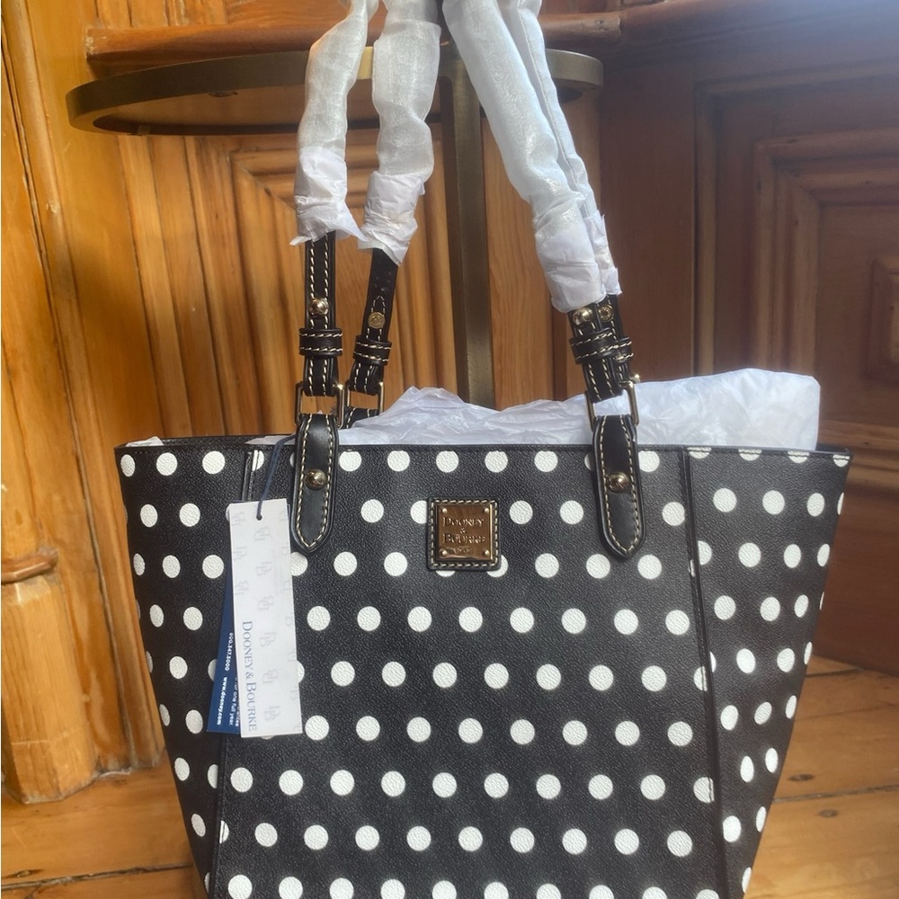 Dooney & Bourke Black and White Polka Dot Tote